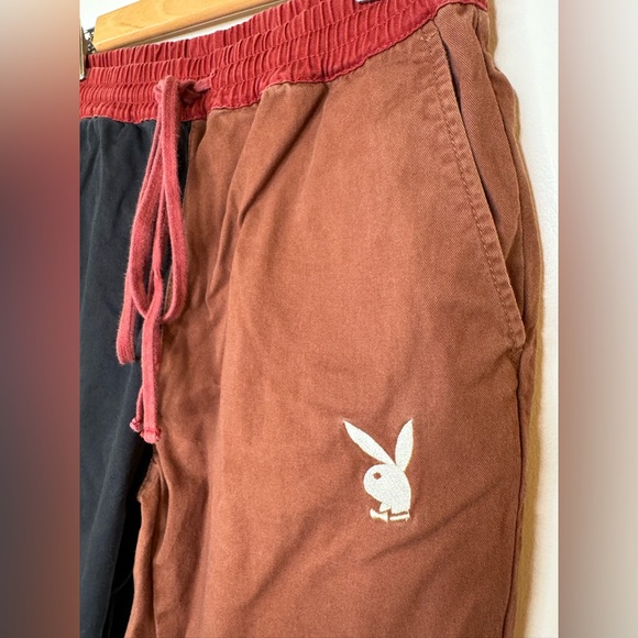 Playboy x PacSun Mens Small Color Block Pants Black & Brown Canvas Chino Pockets - Picture 3 of 6